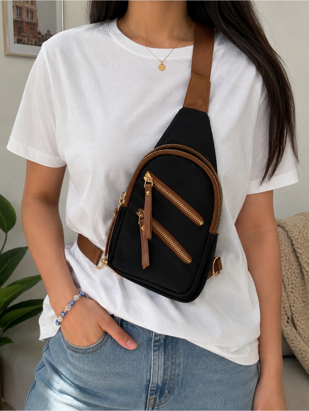 Women Nylon Belt Crossbody Bag